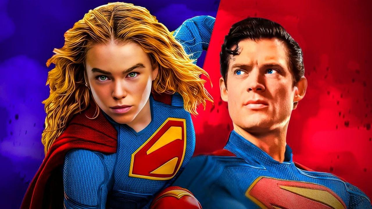 Supergirl, played by Milly Alcock, and Superman, played by David Corenswet