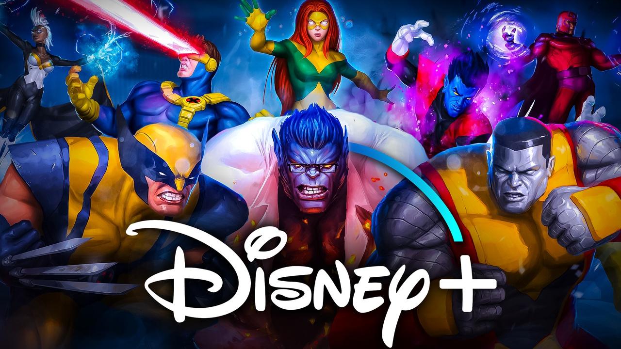 Animated X-Men characters in front of the Disney+ logo.