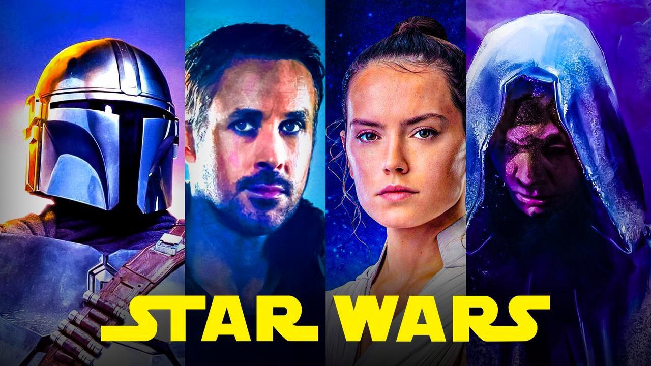 Star Wars characters Mandalorian, Ryan Gosling, Daisy Ridley Rey, Sith Lord