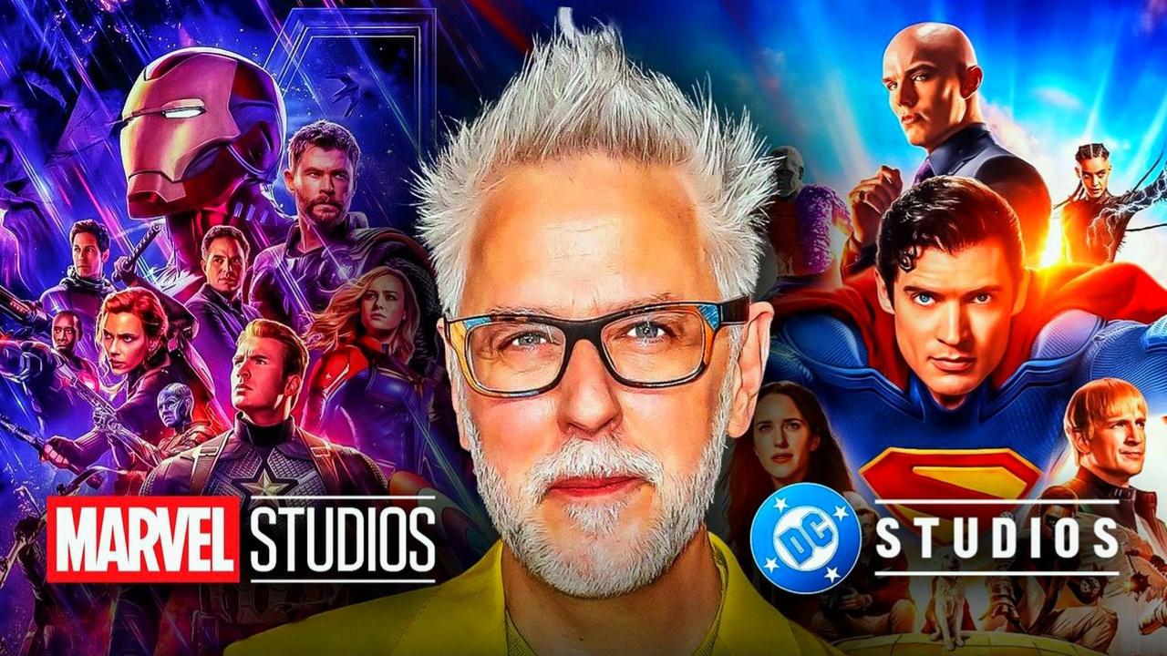 James Gunn, Avengers, DC Superman, Marvel and DC Studios logos