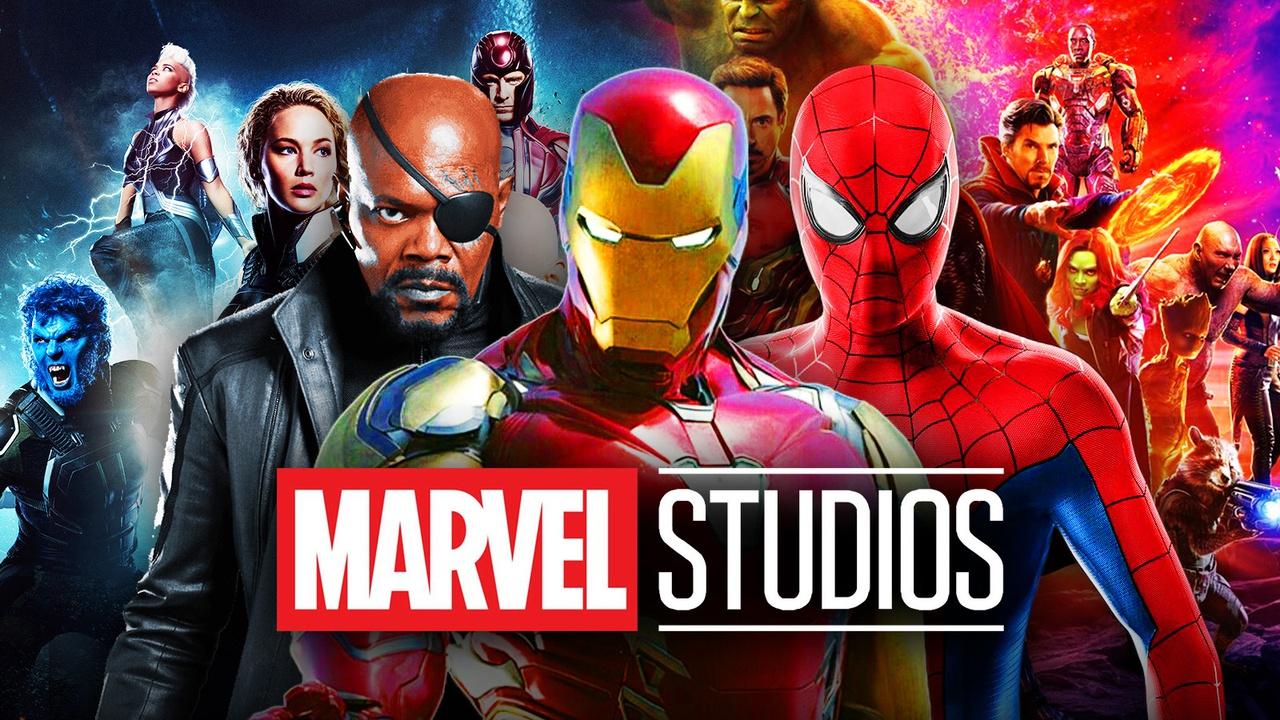 X-Men and Avengers characters Nick Fury, Iron Man, Spider-Man, Marvel Studios logo