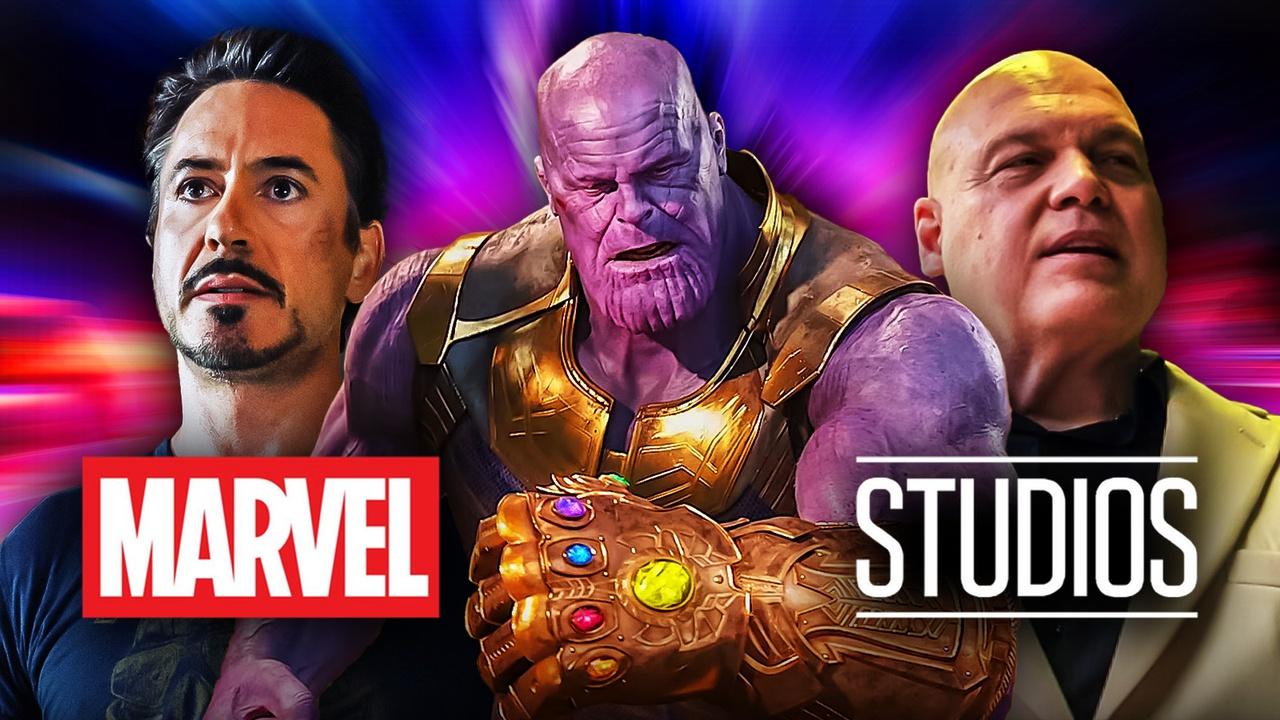 Thanos, Tony Stark, Kingpin, Marvel Studios logo