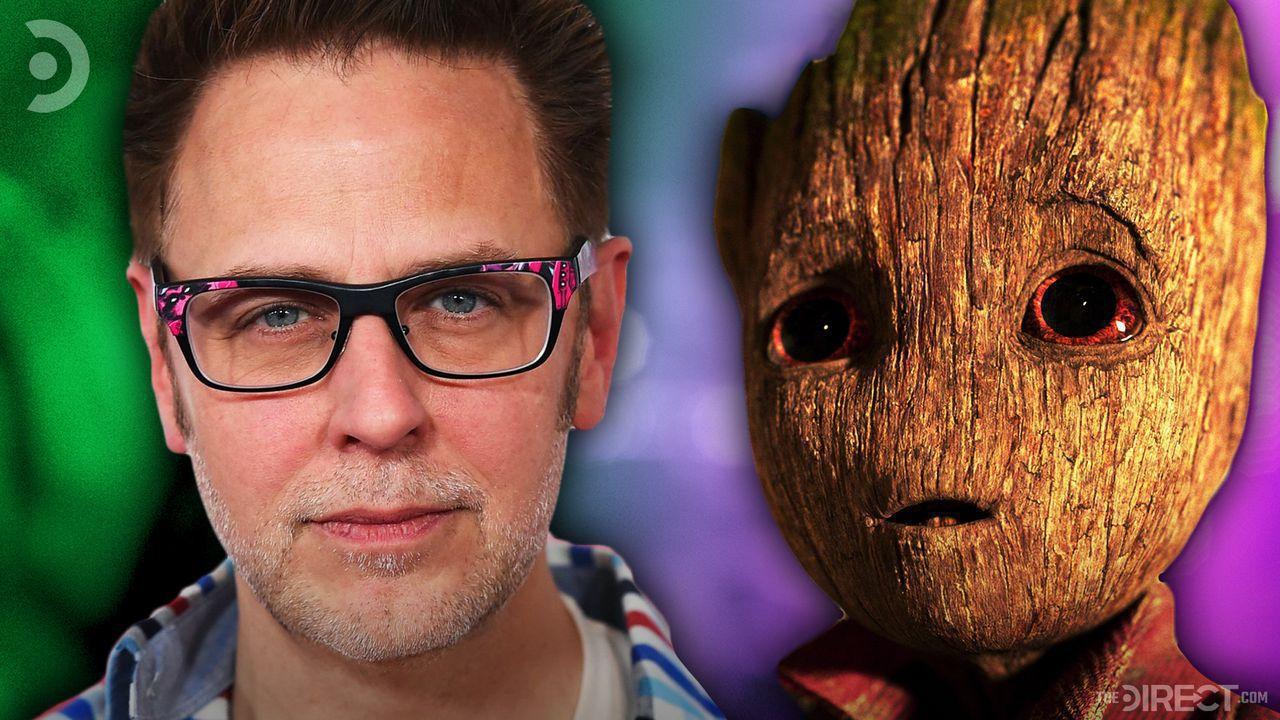 Director James Gunn and Baby Groot