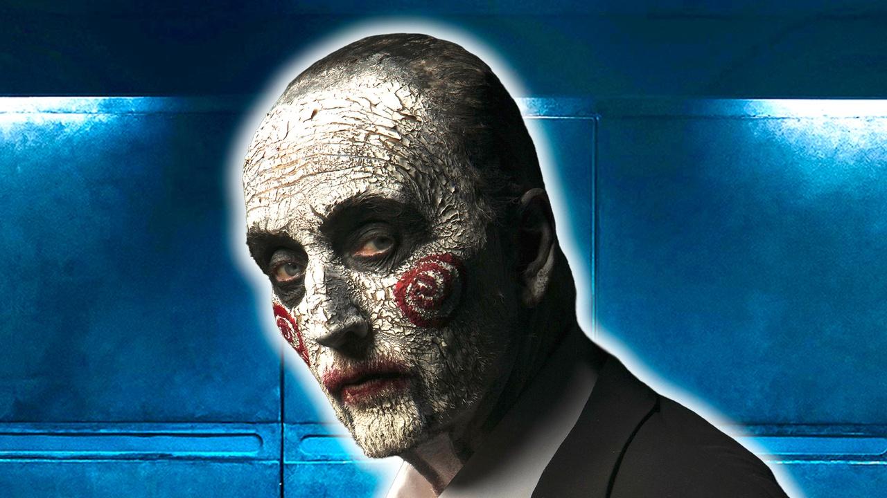 Tobin Bell as Jigsaw in makeup for Saw 8 poster.