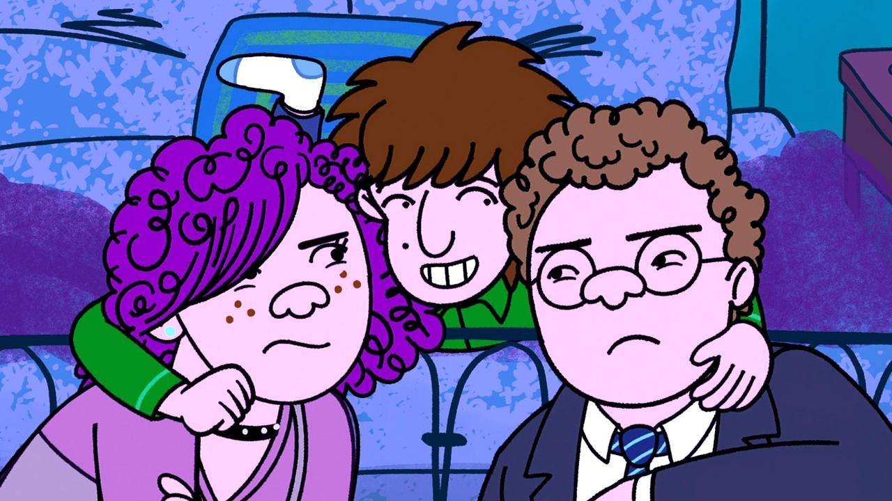 Avi, Jen, and Yoshi in Long Story Short.