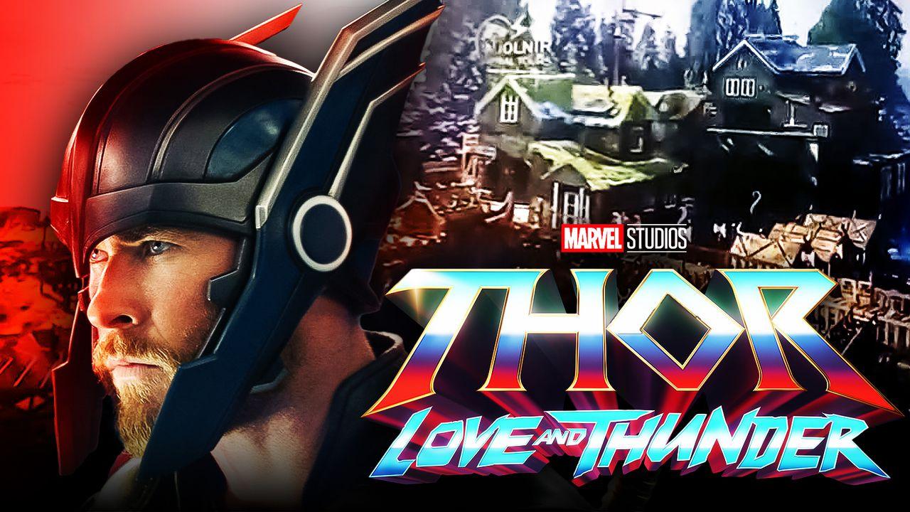 Chris Hemsworth as Thor, Thor: Love and Thunder logo, Mjolnir Tours concept art