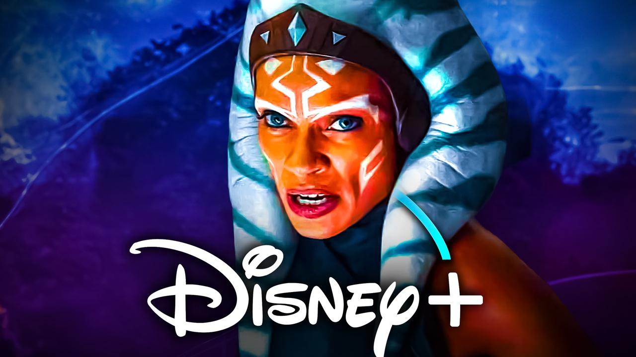 Ahsoka Tano face in live-action, Disney+ logo