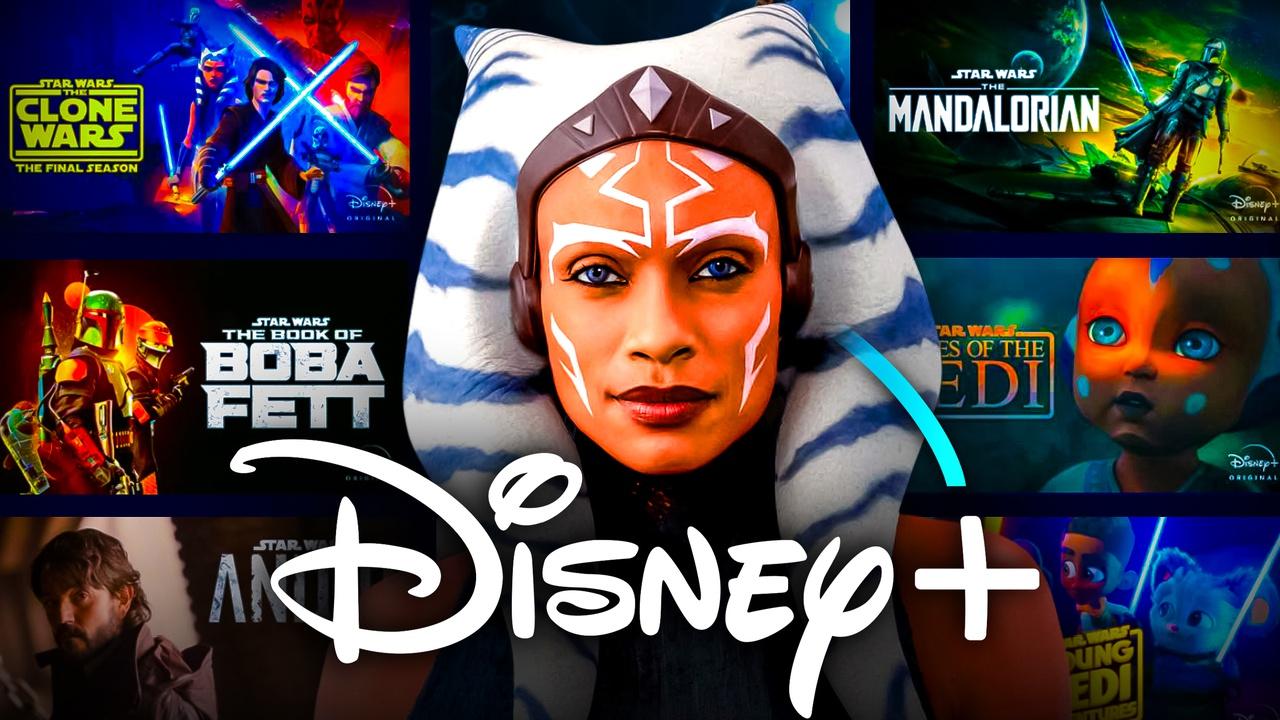 Ahsoka, Disney Plus logo, Star Wars show posters