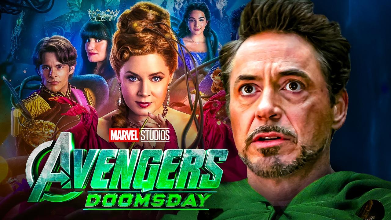 Avengers Doomsday logo, Robert Downey Jr, Disenchanted movie poster
