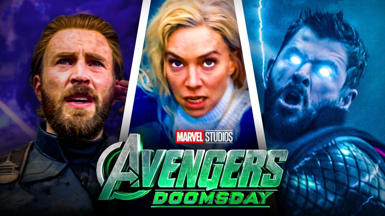 Steve Rogers, Sue Storm, Thor, Avengers Doomsday logo