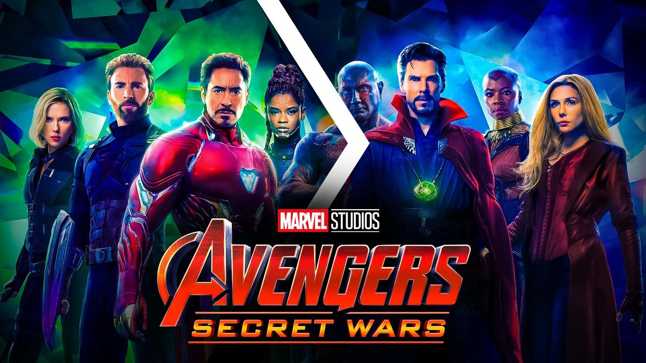 Avengers: Secret Wars logo and heroes