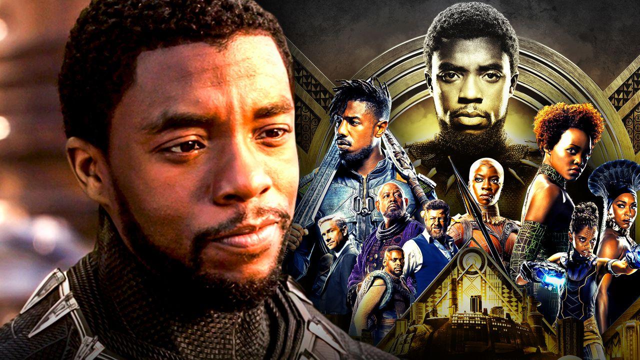 Chadwick Boseman as T'Challa, the cast of Black Panther