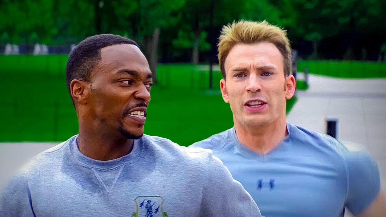 Sam Wilson and Chris Evans in Captain America