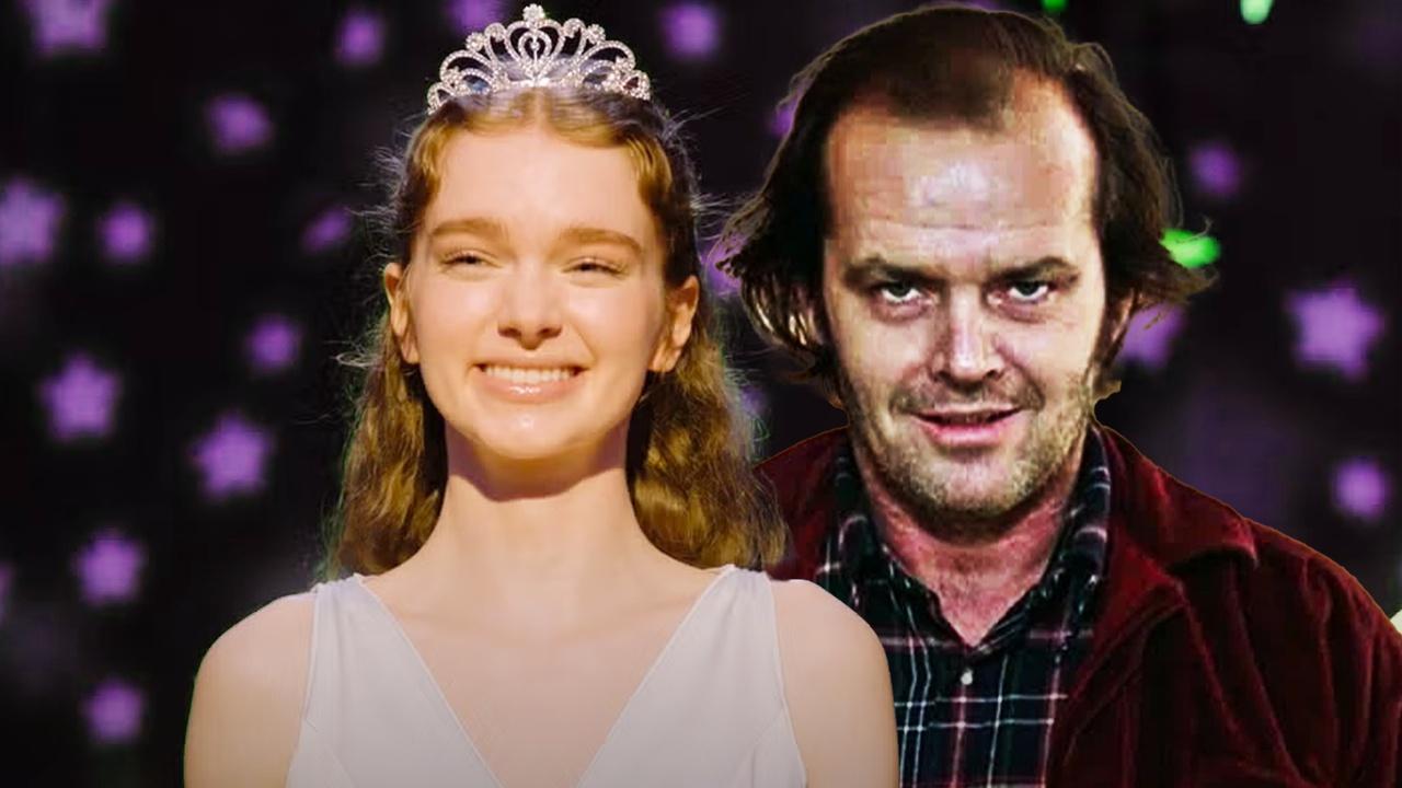 Summer Howell as Carrie, Jack Nicholson as Jack in The Shining.