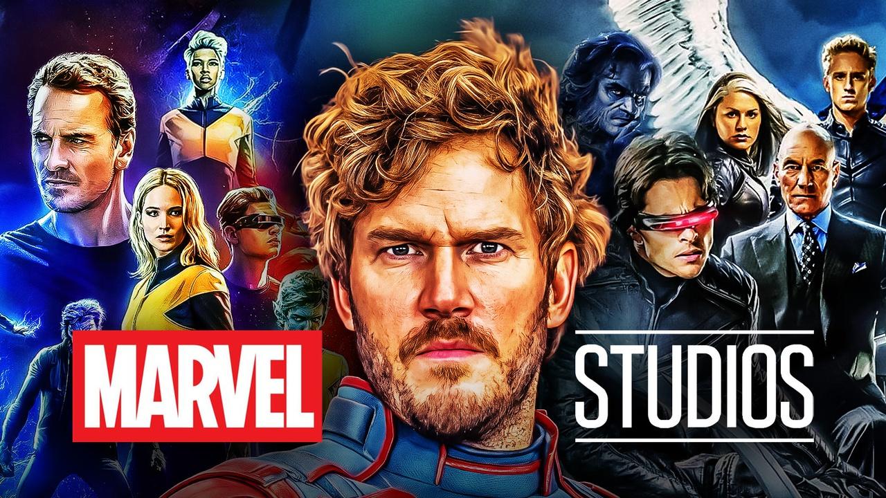 Star-Lord in front of the X-Men and the Marvel Studios logo.