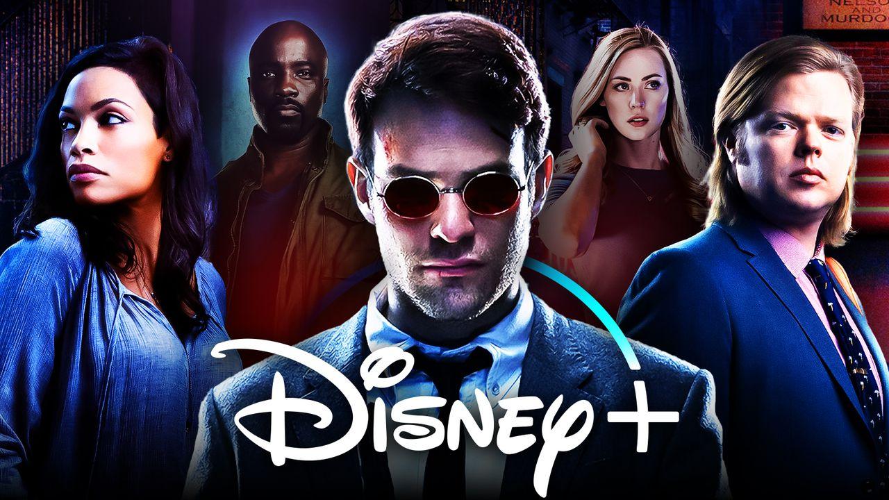 Disney+ logo, Charlie Cox, Rosario Dawson, Mike Colter, Deborah Ann Woll, Elden Henson