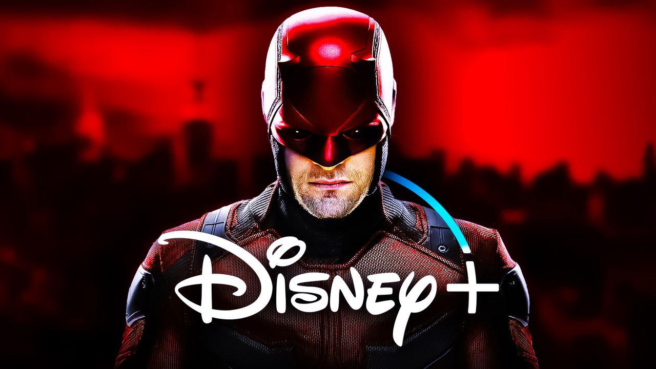 Charlie Cox as Daredevil, Disney+ logo