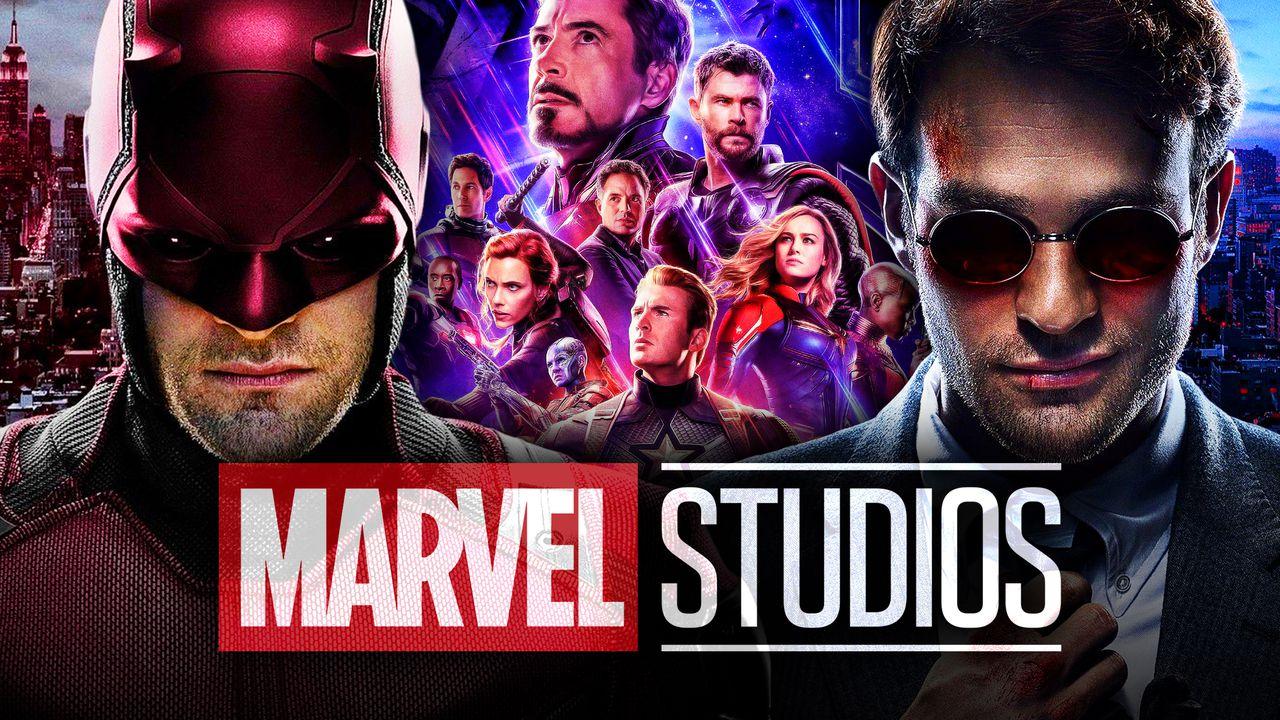 Matthew Murdock and Daredevil with Marvel Studios in foreground