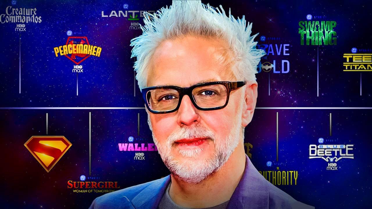 James Gunn, DC Studios logos in background