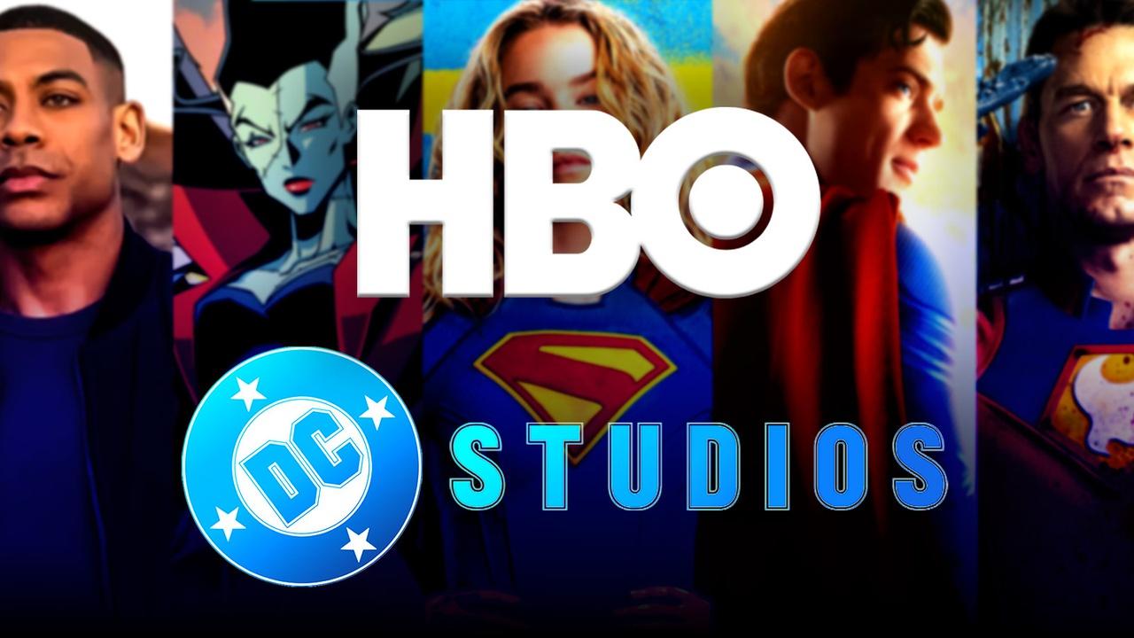 HBO, DC Studios logos, DC posters.