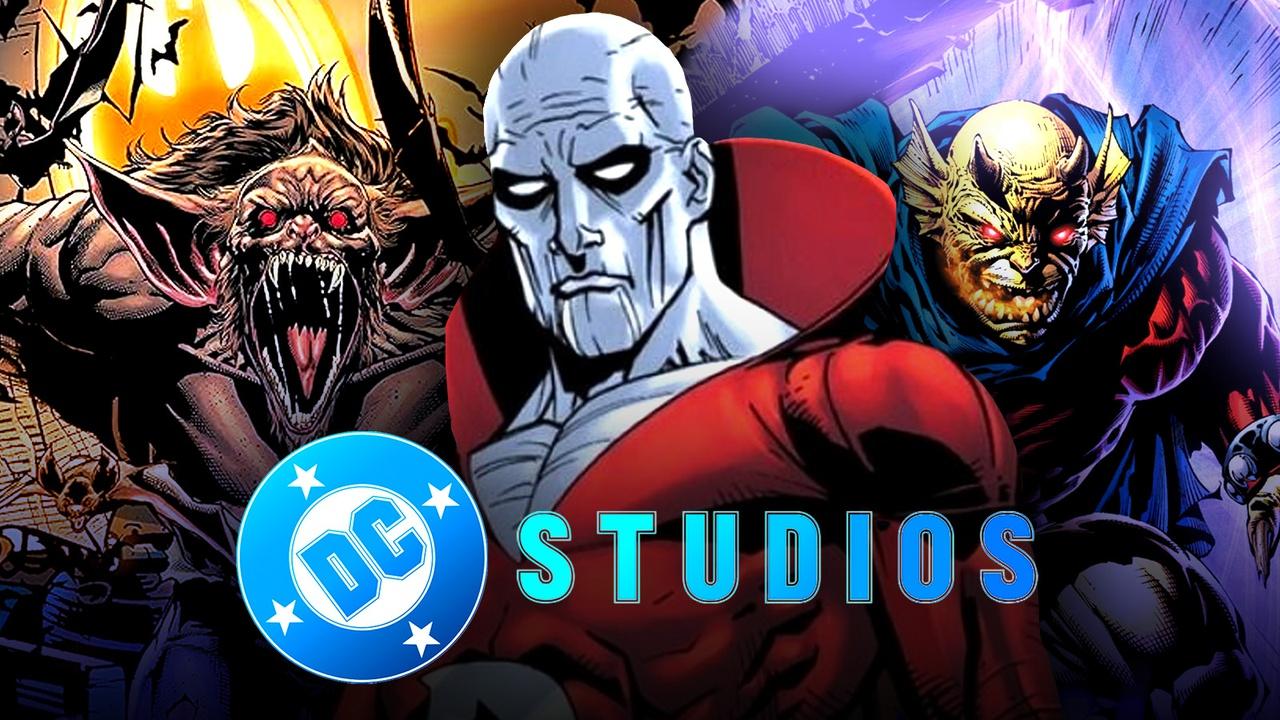 Man-Bat, Deadman, Etrigan; DC Studios logo