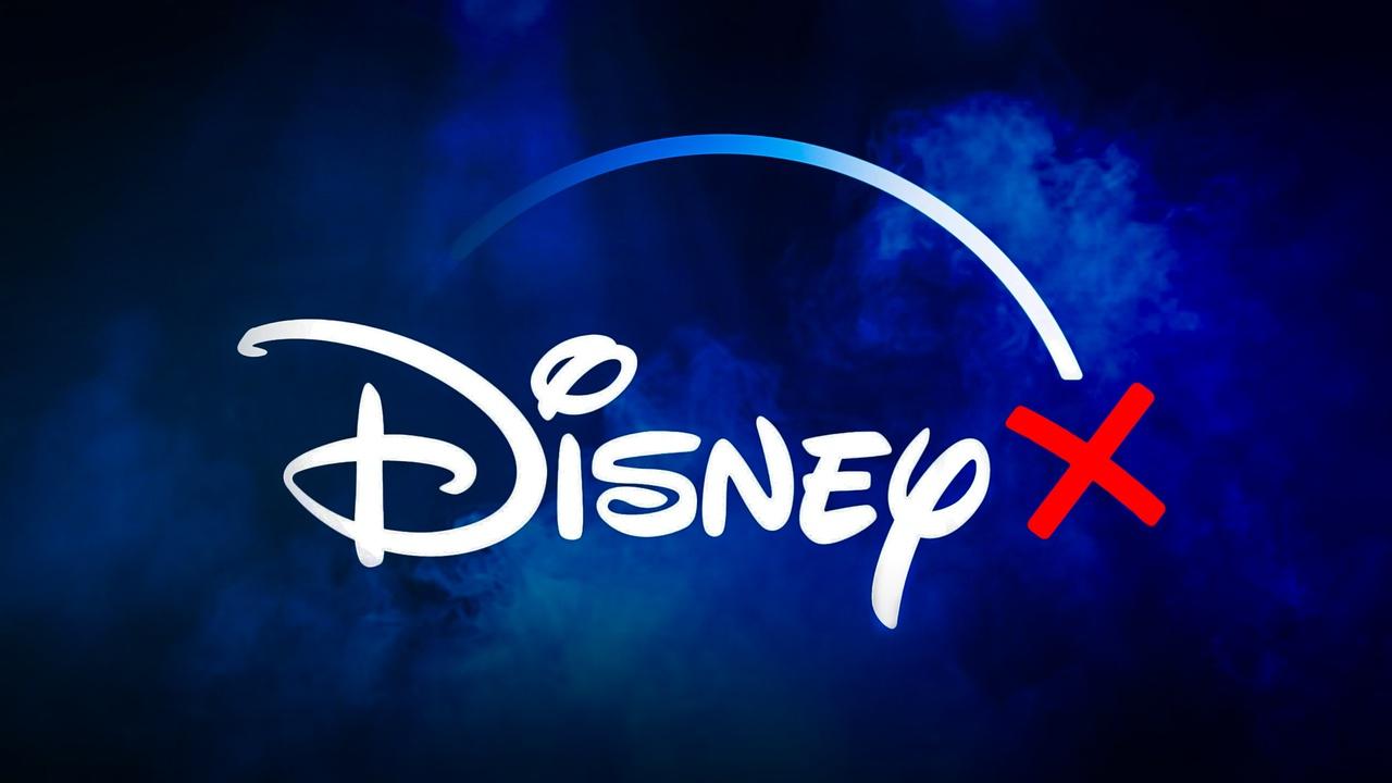 Disney Plus logo with X, blue and black background