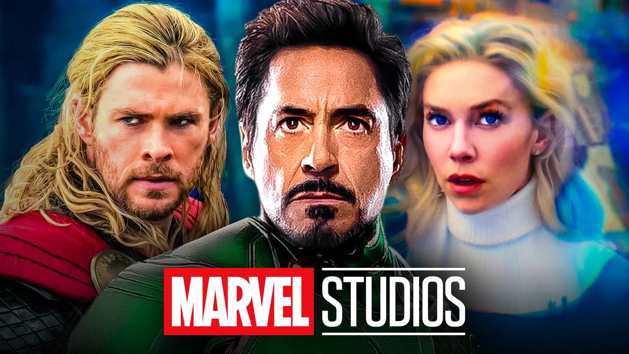 Vanessa Kirby as Sue Storm, Robert Downey Jr. as Doctor Doom, Chris Hemsworth as Thor