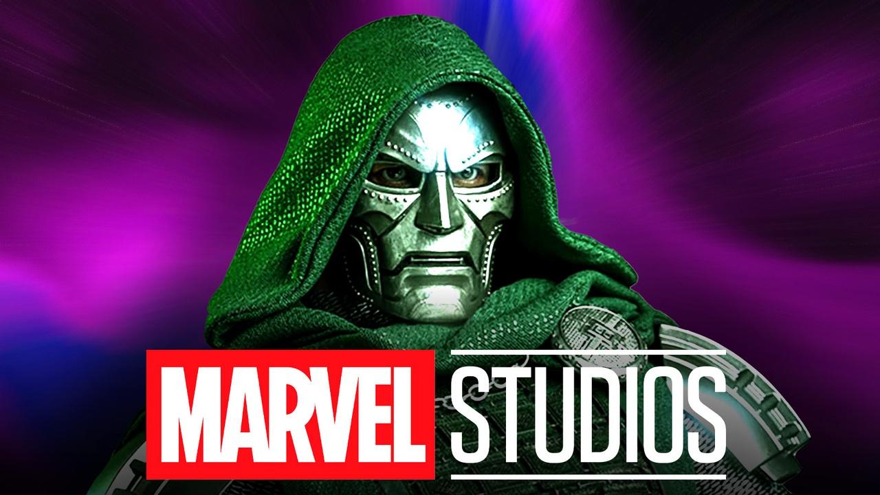 Doctor Doom behind the Marvel Studios logo.