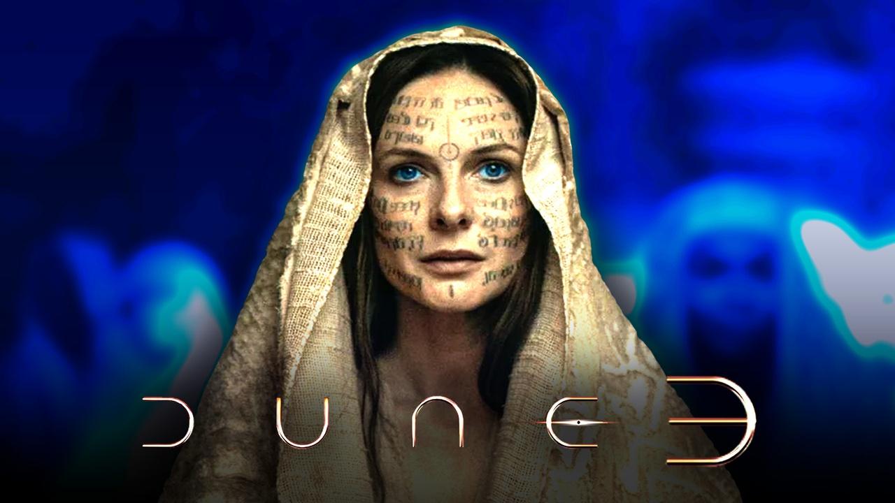 Dune 3 logo, Rebecca Ferguson as Lady Jessica in Dune: Part Two