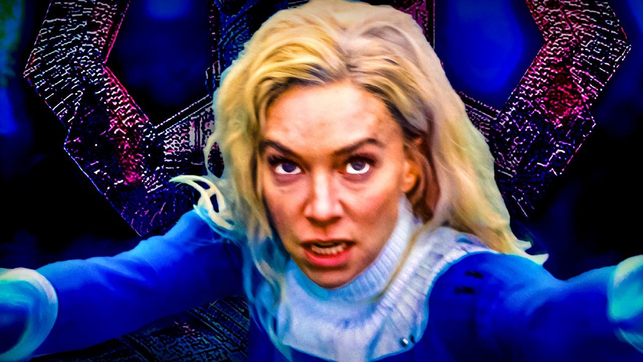 Sue Storm, Galactus helmet in background