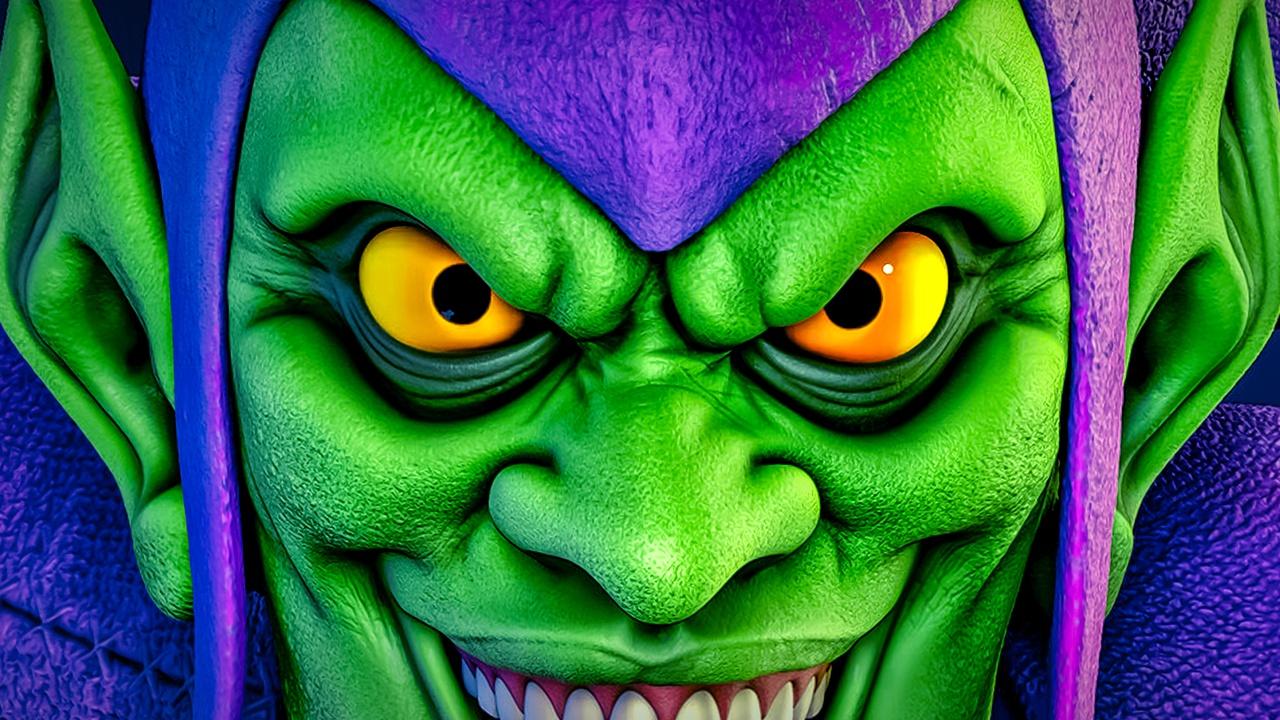 Green Goblin face close-up