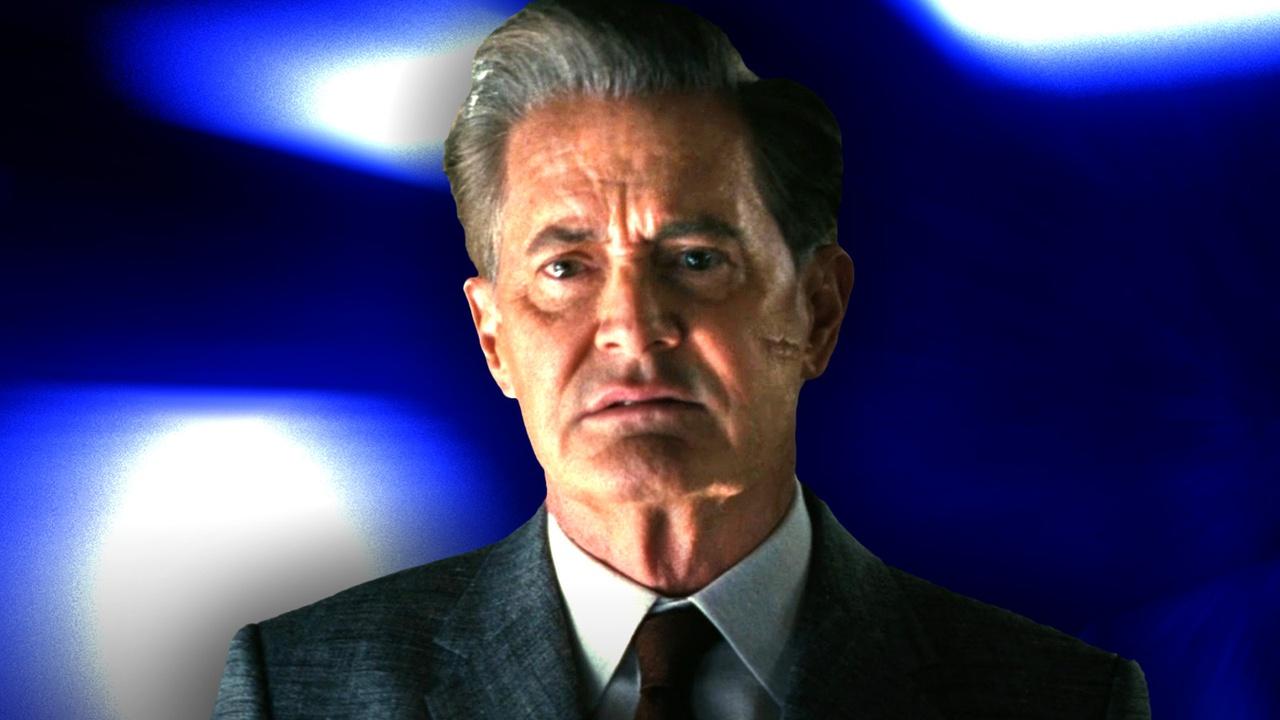 Kyle MacLachlan as Norm MacLean on a blue background in Fallout