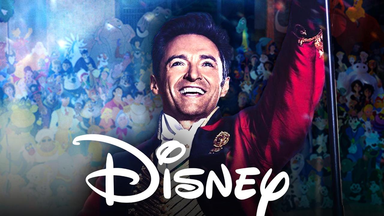 Hugh Jackman from The Greatest Showman, Disney logo, Disney characters