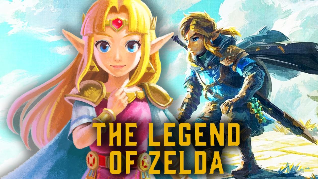 The Legend of Zelda Link and Zelda with Movie Logo