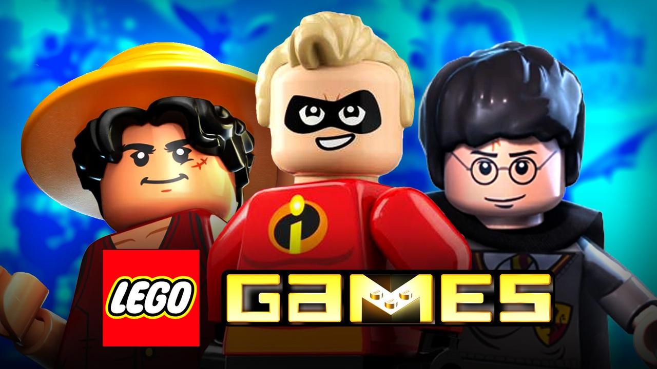 LEGO Incredibles, One Piece, Harry Potter; LEGO Games logo