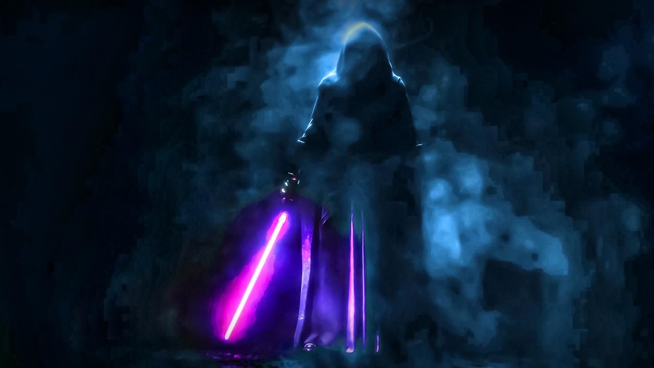 Star Wars Villain wielding Purple Lightsaber