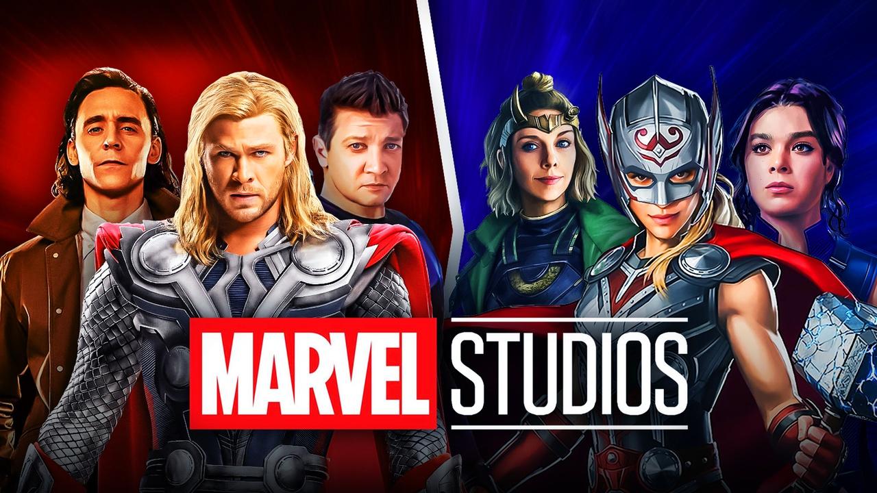 MCU heroes Loki, Thor, Hawkeye, gender-swapped versions, Marvel Studios logo