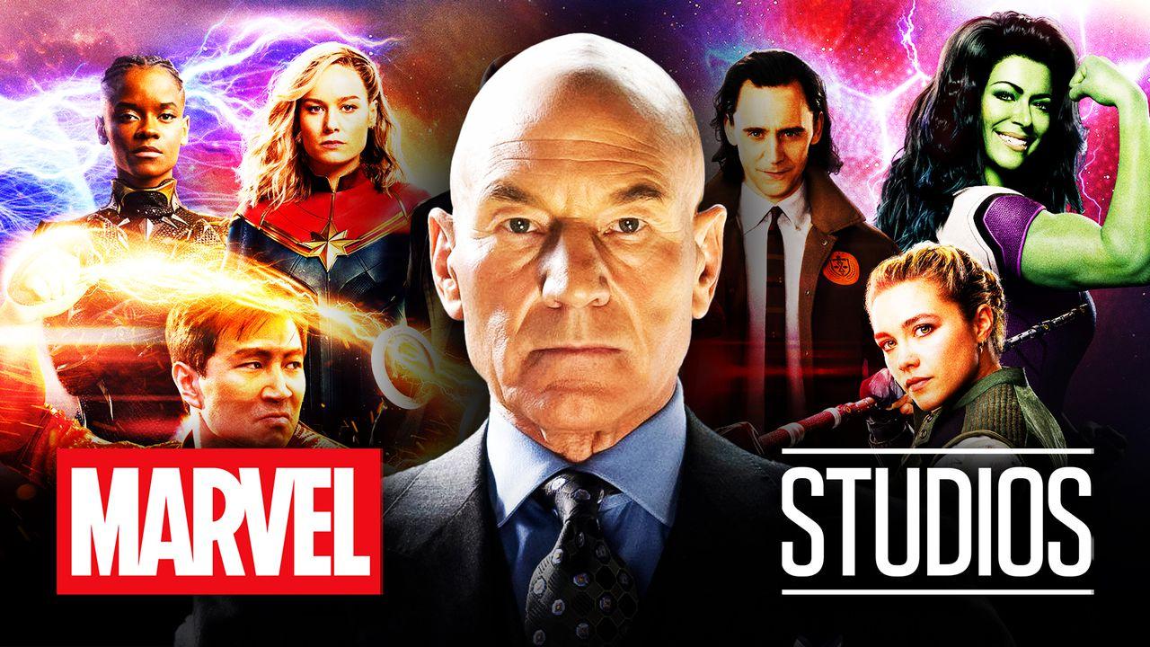 Patrick Stewart as Charles Xavier, Marvel Studios logo, MCU superheroes