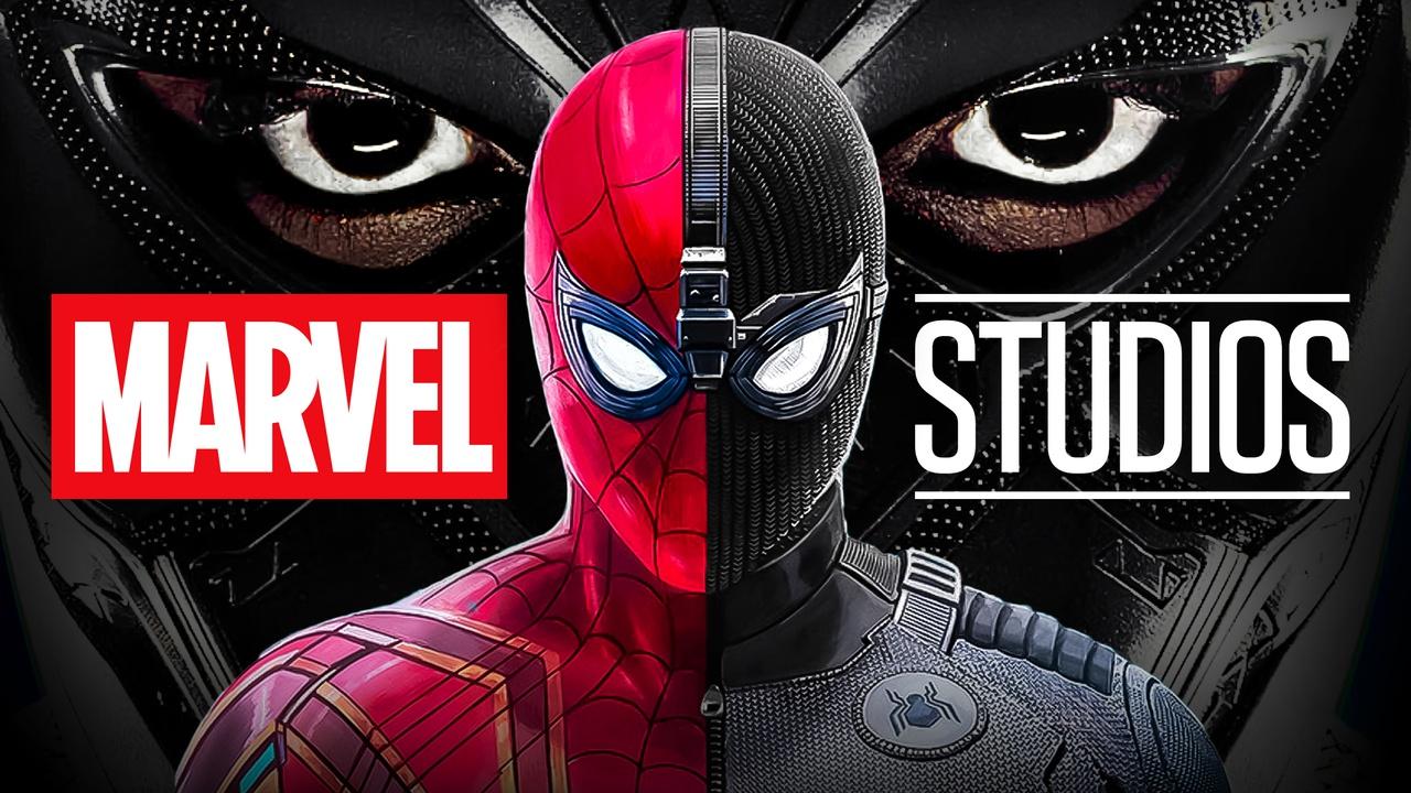 Marvel Studios logo, Spider-Man black and red suit
