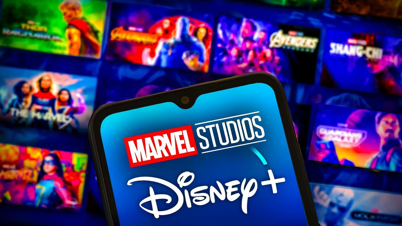 Marvel Studios Disney Plus tiles and logos on phone