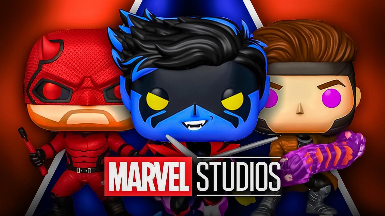 Daredevil Funko Pop, Nightcrawler Funko Pop, Gambit Funko Pop, Marvel Studios logo