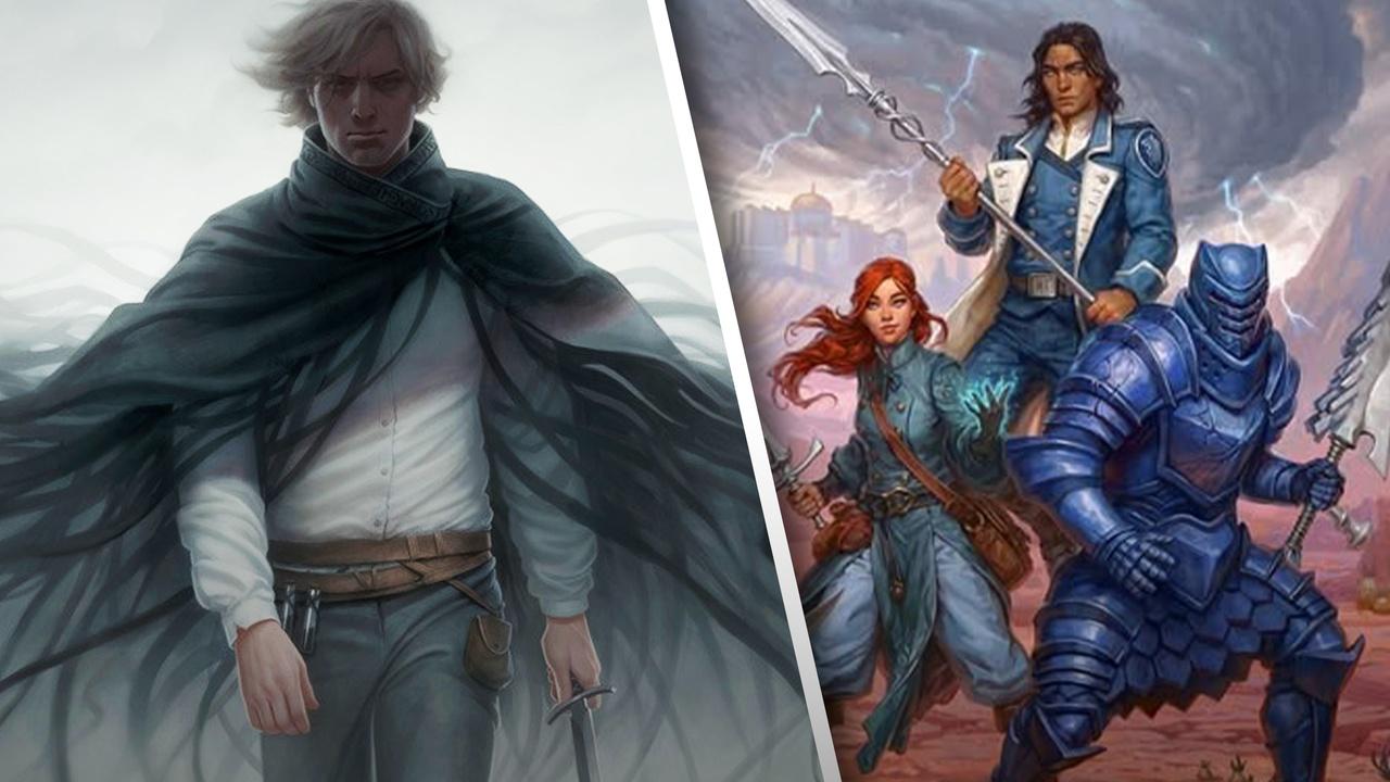 Kelsier Mistborn; Shallan, Kaladin, and Adolin in Stormlight Archives