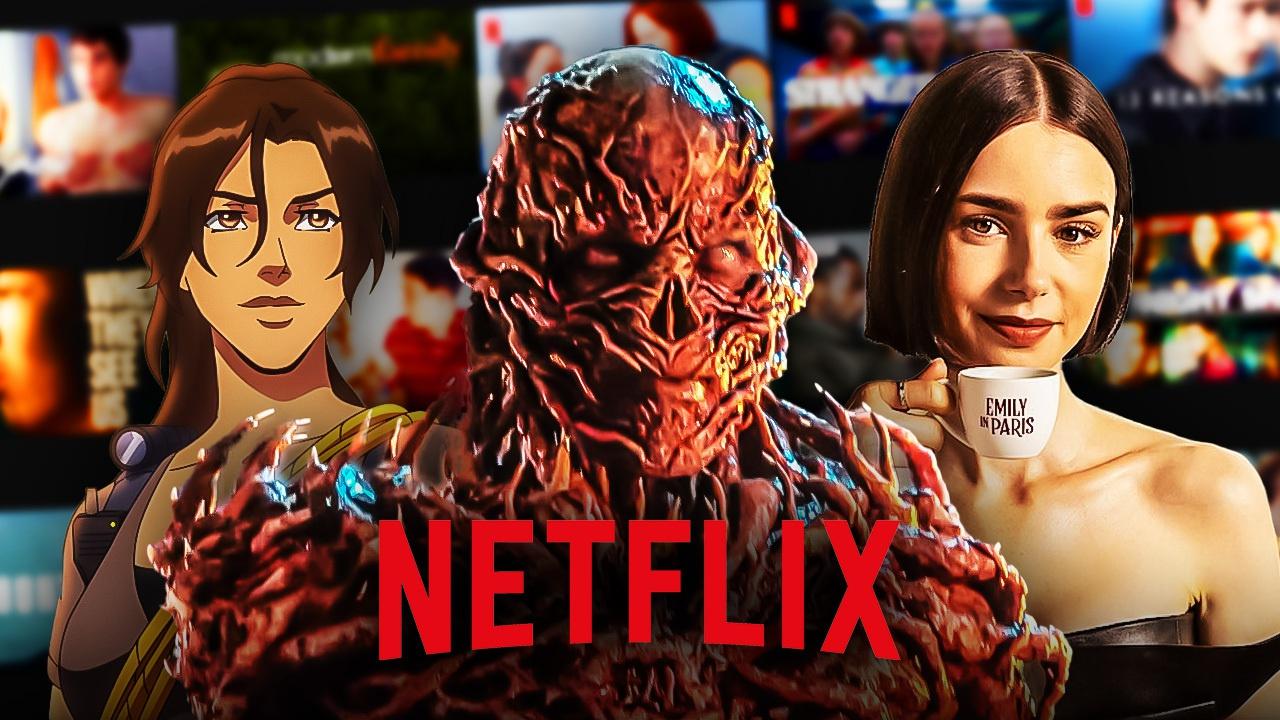 Lara Croft, Vecna, Emily in Paris, Netflix Logo