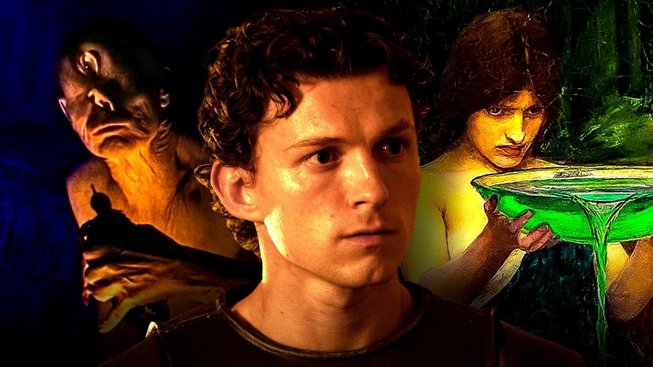 The Odyssey Cyclops and Circe; Tom Holland in The Odyssey.