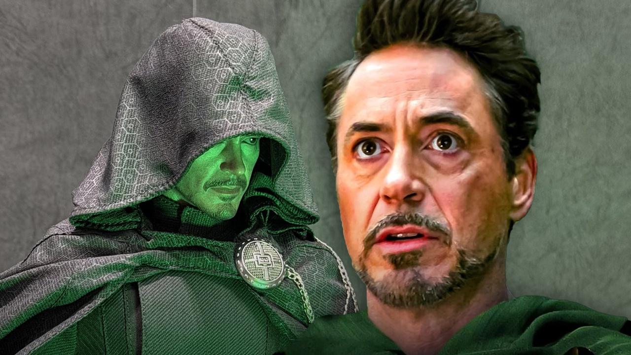 Doctor Doom merch without mask, Robert Downey Jr. face.