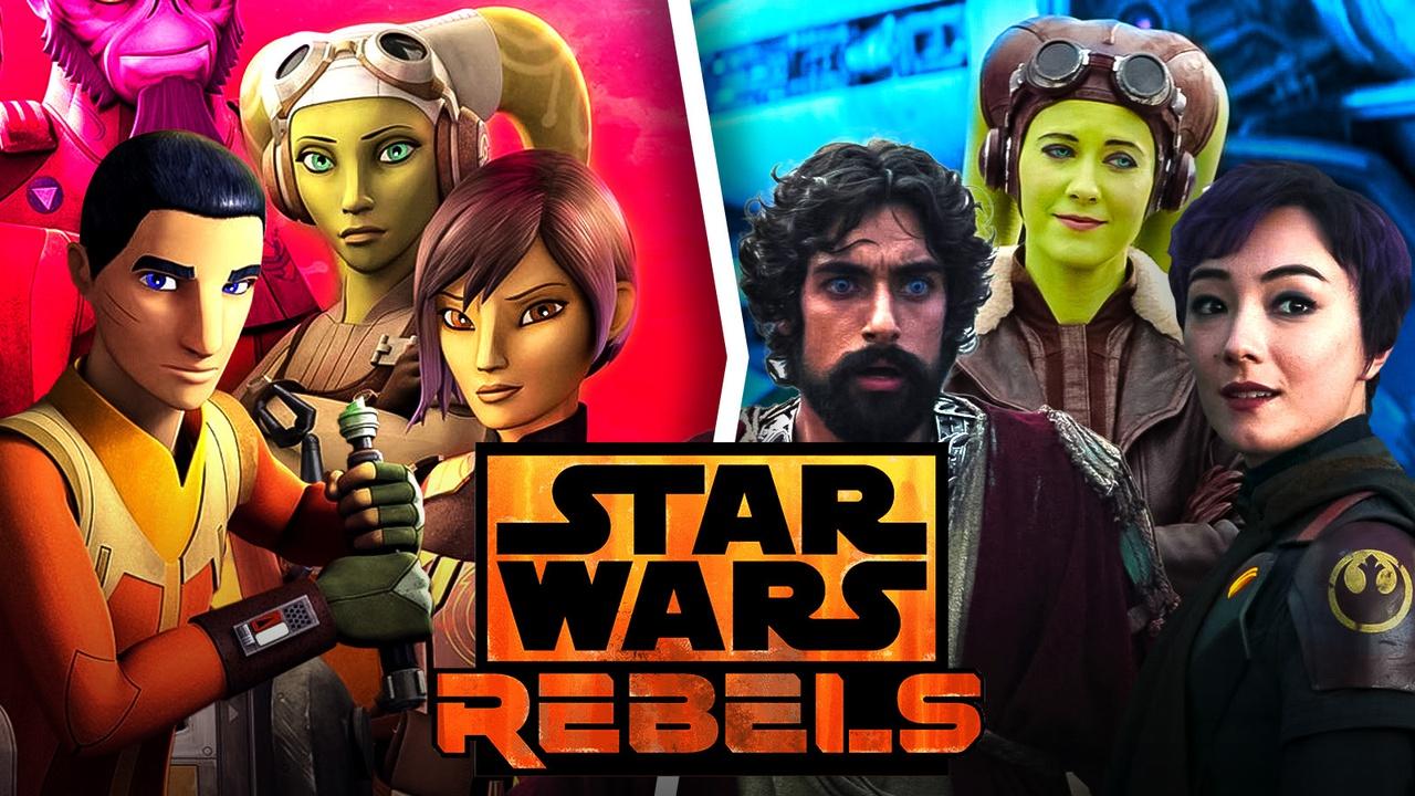 Star Wars Rebels and Ahsoka characters, Ezra, Sabine, and Hera.