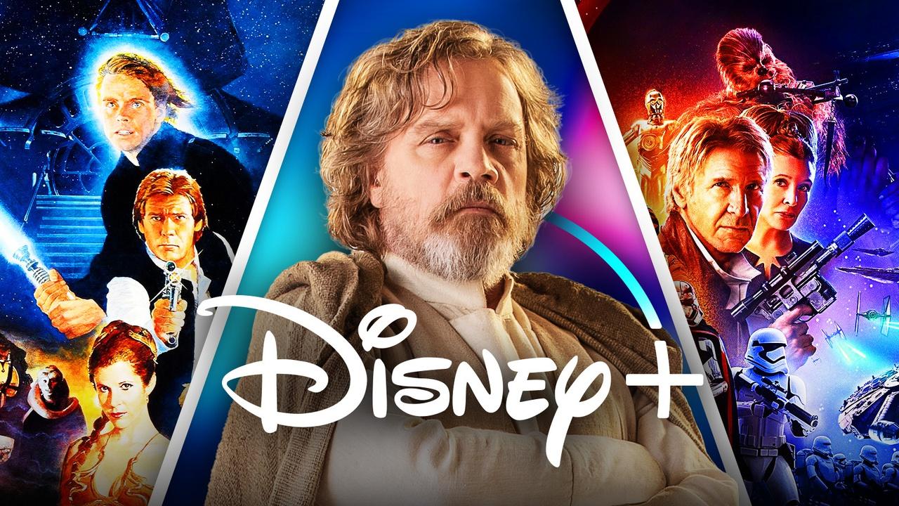 Luke Skywalker, Star Wars movie posters, Disney Plus logo