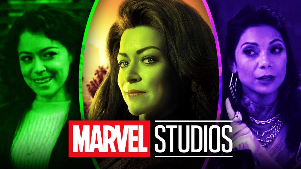 Marvel Studios logo, Tatiana Maslany as Jennifer Walters, Ginger Gonzaga as Nikki Ramos