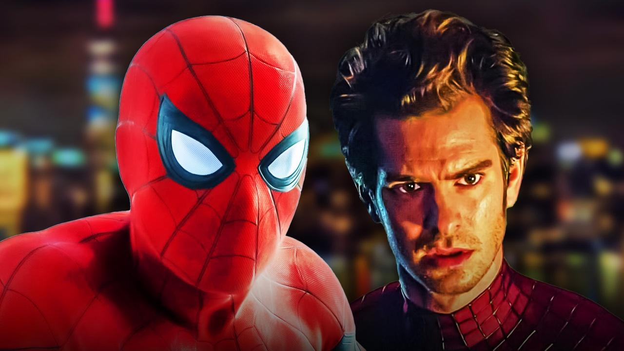 Tom Holland as Spider-Man, Andrew Garfield as Spider-Man.