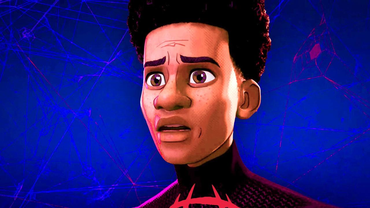 Miles Morales face in Spider-Verse movie